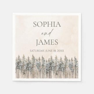 Elegante Winterlandschaft mit schneebedeckten Kief Serviette