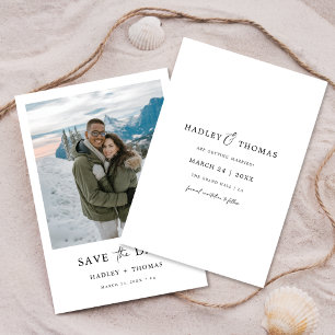 Elegante Winterlandschaftsfoto Budget-Hochzeit Save The Date