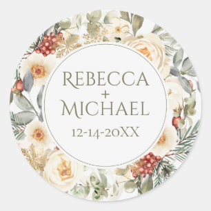 Elegante winterliche Floralien personalisierte Hoc Runder Aufkleber