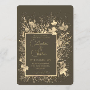 Elegante winterliche Hochzeit mit Laub Einladung