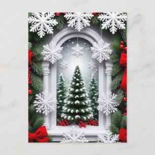 ❄️ Elegante winterliche Weihnachtsbaumszene 🎄 Win Postkarte