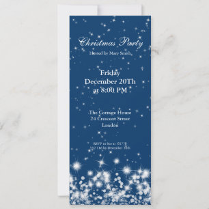 Elegante Winterparty-Einladung Royal Blue Glitzer Einladung