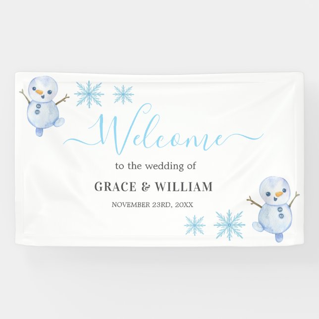 Elegante Winterschneeflocken Hochzeit Banner (Horizontal)