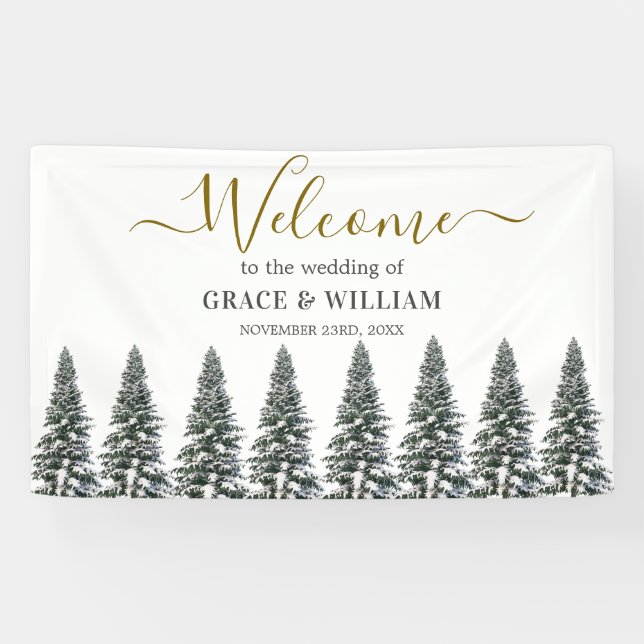 Elegante Winterschneeflocken Hochzeit Banner (Horizontal)
