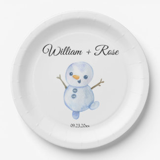 Elegante Winterschneeflocken Hochzeit Pappteller