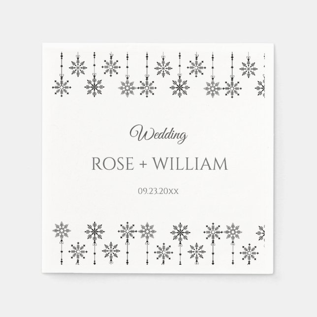 Elegante Winterschneeflocken Hochzeit Serviette (Vorderseite)