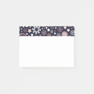 Elegante Winterschneeflocken in der Rose Post-it Klebezettel