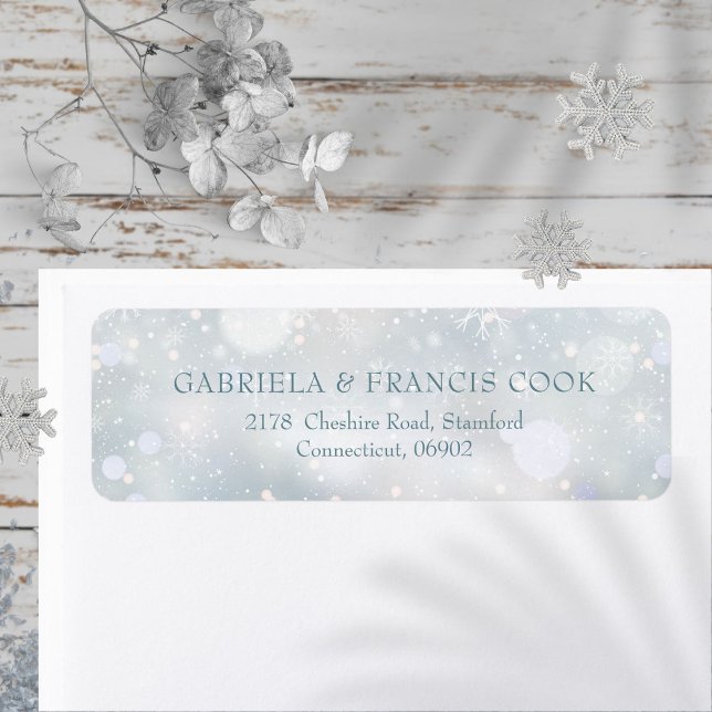 Elegante Winterschneeflocken Rücksendeadresse (Elegant Winter Snowflakes Return Address Label)