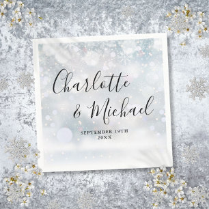 Elegante Winterschneeflocken-Signaturschrift Serviette
