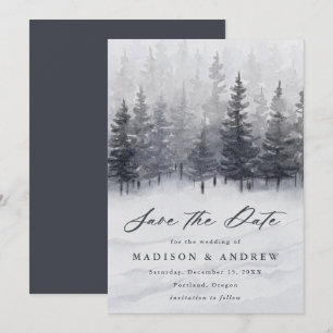 Elegante Winterwald-Hochzeit Save The Date