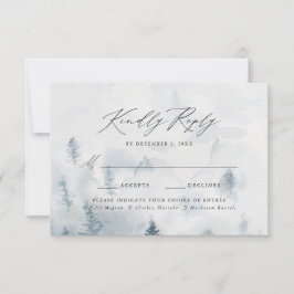 Elegante Winterwälder Hochzeitsfeier RSVP Karte