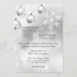 Elegante Winterwonderland Schneeflocken Weiße WEDD Einladung