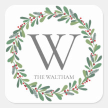 Elegante Winterzweige mit Monogramm Weihnachten