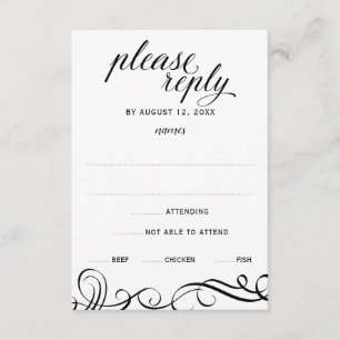 Elegante Wirbel Hochzeit RSVP mit Wahlmöglichkeit  Karte