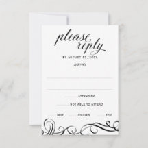 Elegante Wirbel Hochzeit RSVP mit Wahlmöglichkeit 