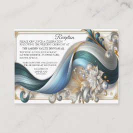 Elegante Wirbel in Gold, Silber, Blau, Gelb Begleitkarte