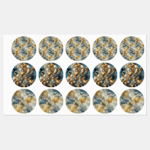 Elegante Wirbel in Gold, Silber, Blau, Gelb Etiketten