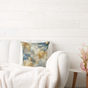 Elegante Wirbel in Gold, Silber, Blau, Gelb Kissen
