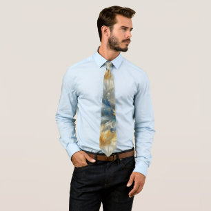 Elegante Wirbel in Gold, Silber, Blau, Gelb Krawatte