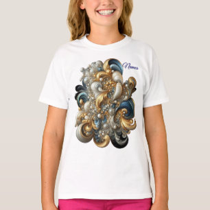 Elegante Wirbel in Gold, Silber, Blau, Gelb T-Shirt