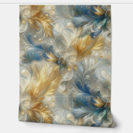 Elegante Wirbel in Gold, Silber, Blau, Gelb Tapete