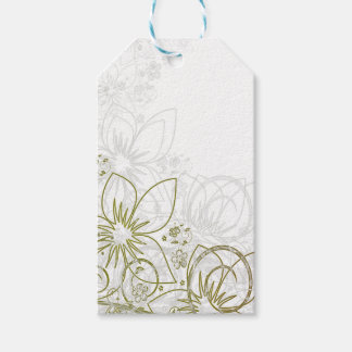 Elegante Wirbel mit Blumenmuster Weißer Hintergrun Geschenkanhänger
