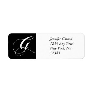 Elegante Wirbel-Monogramm G Rücksende-Adressetiket