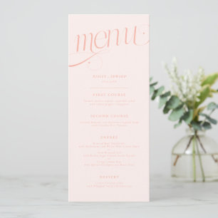 Elegante Wirbel-Pfirsich-Hochzeitsmenü Menükarte