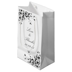 Elegante Wirbel Schwarz-Weiß-Hochzeit Kleine Geschenktüte