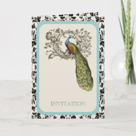 elegante Wirbel Vintage Pfauenhochzeit Einladung