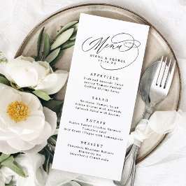 Elegante Wirbelschrift Einfache Hochzeit Menükarte