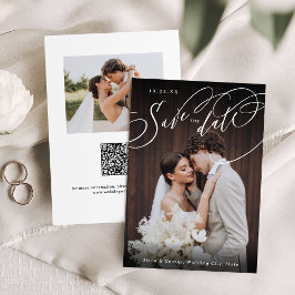 Elegante Wirbelschrift Foto-Hochzeit Termin vormer Save The Date