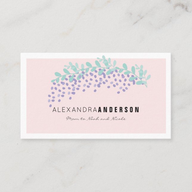 Elegante Wisteria Blush Pink Mommy Business Card Telefonnummerkarte (Vorderseite)