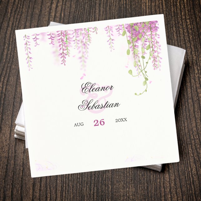 Elegante Wisteria Lila Wedding Serviette (Elegant Wisteria Purple Wedding Napkins)