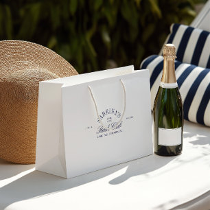 Elegante Wite & Navy Blue Bachelorette Geschenktas Große Geschenktüte