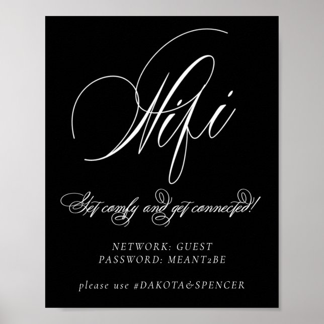 Elegante WLAN- und Social Media-Weißkalligraphie Poster (Vorne)