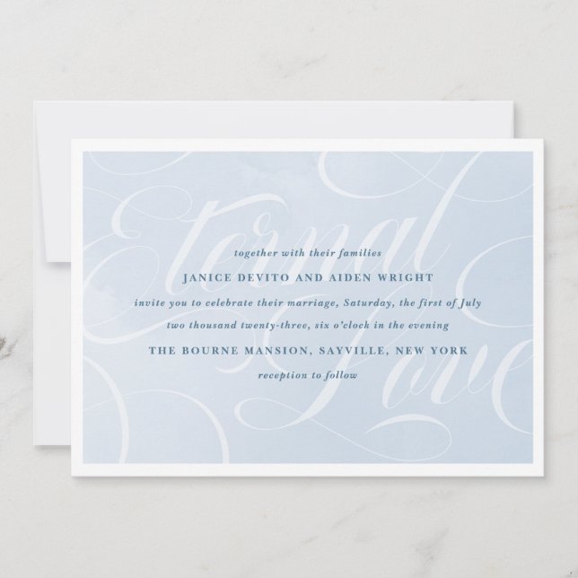 Elegante Wolken Blau Himmel Schrift Wasserfarbe Einladung (Vorderseite)