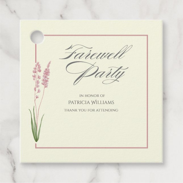 Elegante Womans Pastel Wildblume Farewell Party Geschenkanhänger (Vorderseite)