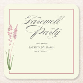 Elegante Womans Pastel Wildblume Farewell Party Rechteckiger Pappuntersetzer