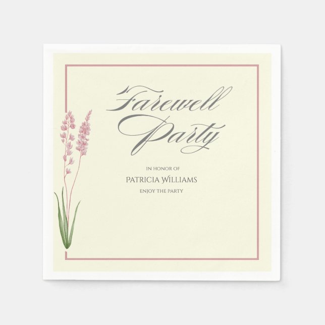 Elegante Womans Pastel Wildblume Farewell Party Serviette (Vorderseite)