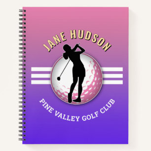 Elegante Women Golfer Design Notizbuch