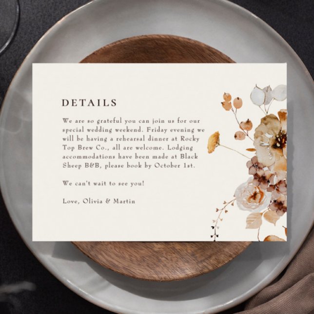 Elegante Woodland Fall Floral Wedding Details Card RSVP Karte (Von Creator hochgeladen)