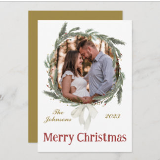 Elegante Wreath Christmas Card Feiertagskarte