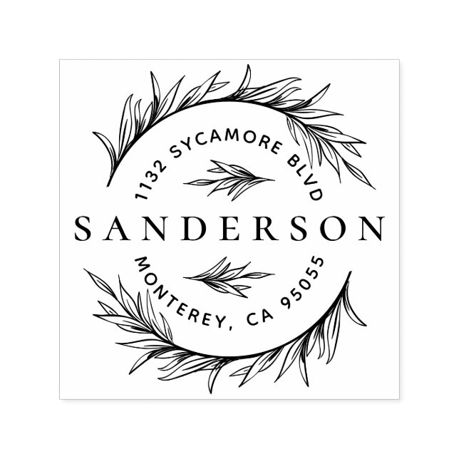 Elegante Wreath & Classy Lettering Rücksendeadress Permastempel (Design)
