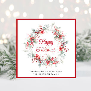 Elegante Wreath Watercolor - Happy Holidays Weihna Feiertagskarte