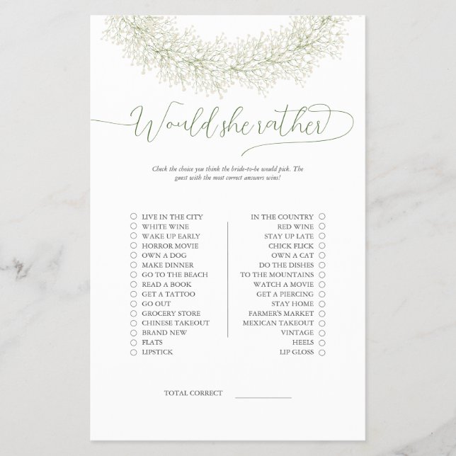 Elegante Wreath würde sie eher Bridal Game Flyer (Vorne)