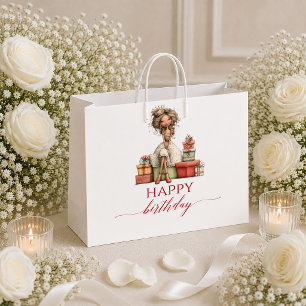 Elegante wunderliche Frauen-Burgunder-Schrift-Gesc Große Geschenktüte