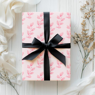 Elegante wunderliche Pastellrosé-Wasserfarben-Blät Geschenkpapier Set