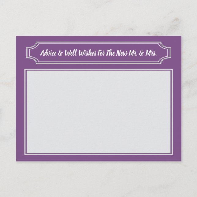 Elegante Wünsche für Braut und Bräutigam, Hochzeit Hinweiskarte (Vorderseite)