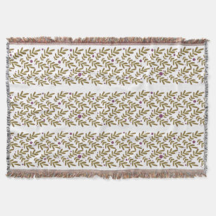 Elegante Wurfdecke mit Blatt- und Beerenmuster Decke